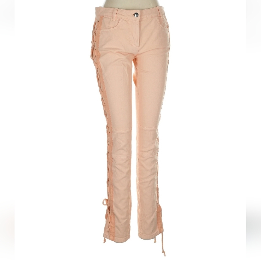 Vintage Y2K PINKO Lace-Up Side Jeans, Rare Peach, Size 29  EUC